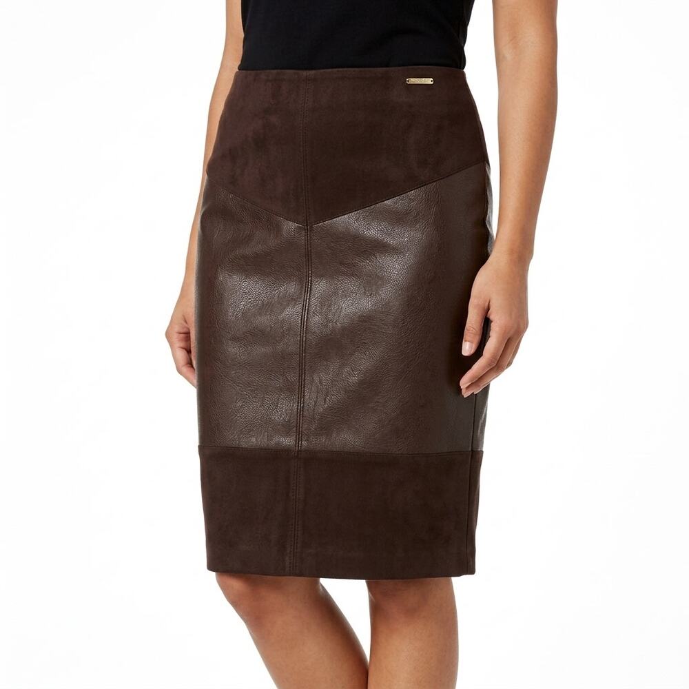 Marc New York Andrew Brown Pencil Knee Length Skirt Women Size M